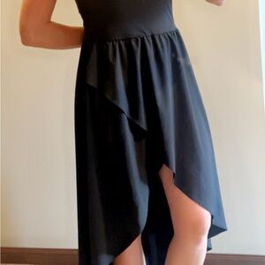 HALARA Black Asymmetrical  Sundress Cocktail with shorts